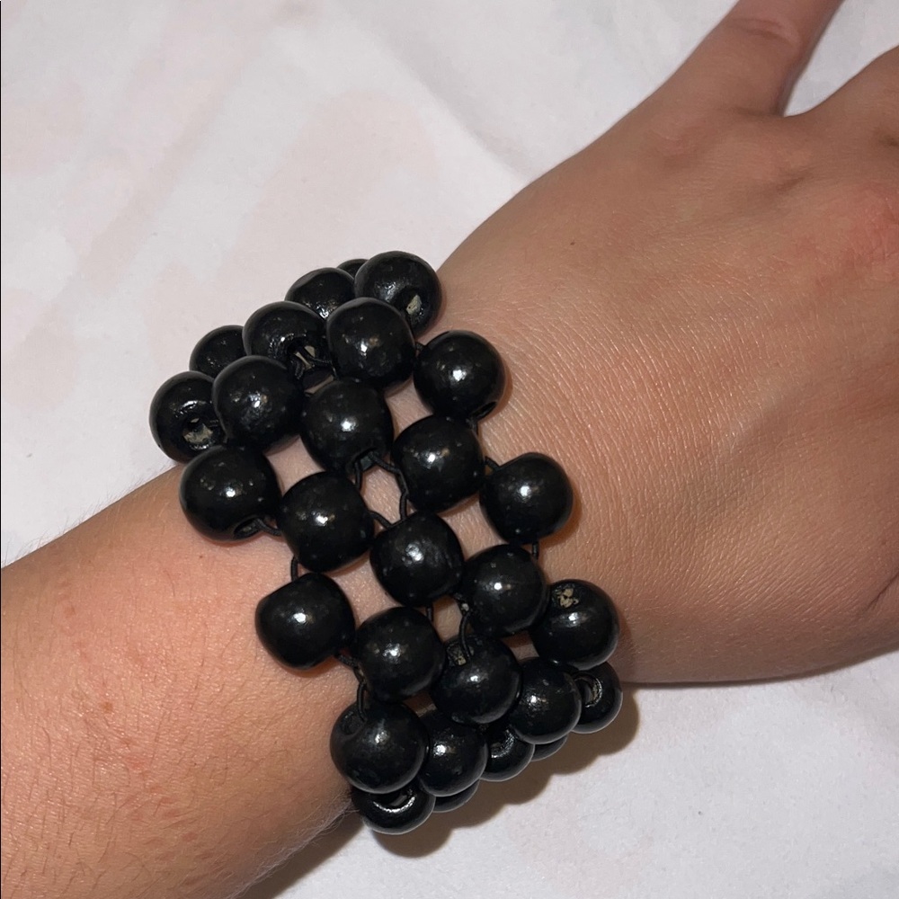 Black Wood Beaded Bracelet